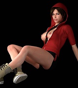 Tomb Raider porn Lara Croft in hoody exposing her tits